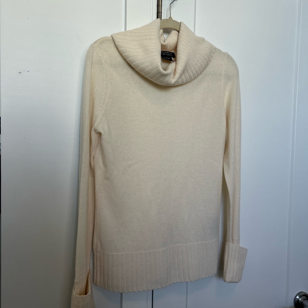 Bloomingdale's Cream Cowl Neck Sweater
